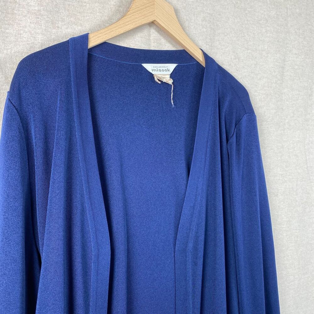 Misook Womens Open Front Knit Cardigan Size Large Blue Long Sleeve Minimalist - Picture 2 of 7
